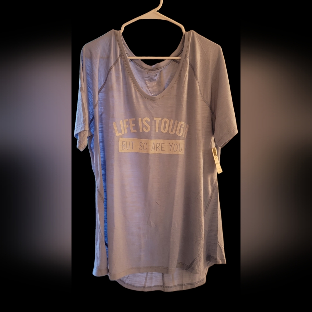 Terra & Sky, short sleeved, baby blue, t-shirt, Life is tough but so are you